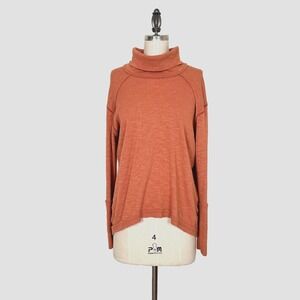 Free People We the Free Women's Orange Top Blouse S Casual‎ Boho Minimalist Chic